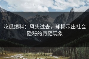 吃瓜爆料：风头过去，却揭示出社会隐秘的奇葩现象