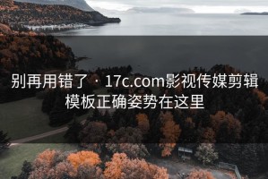 别再用错了 · 17c.com影视传媒剪辑模板正确姿势在这里