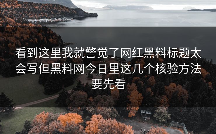 看到这里我就警觉了网红黑料标题太会写但黑料网今日里这几个核验方法要先看