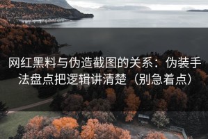 网红黑料与伪造截图的关系：伪装手法盘点把逻辑讲清楚（别急着点）