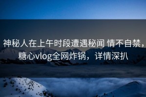 神秘人在上午时段遭遇秘闻 情不自禁，糖心vlog全网炸锅，详情深扒