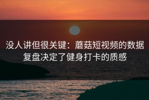 没人讲但很关键：蘑菇短视频的数据复盘决定了健身打卡的质感